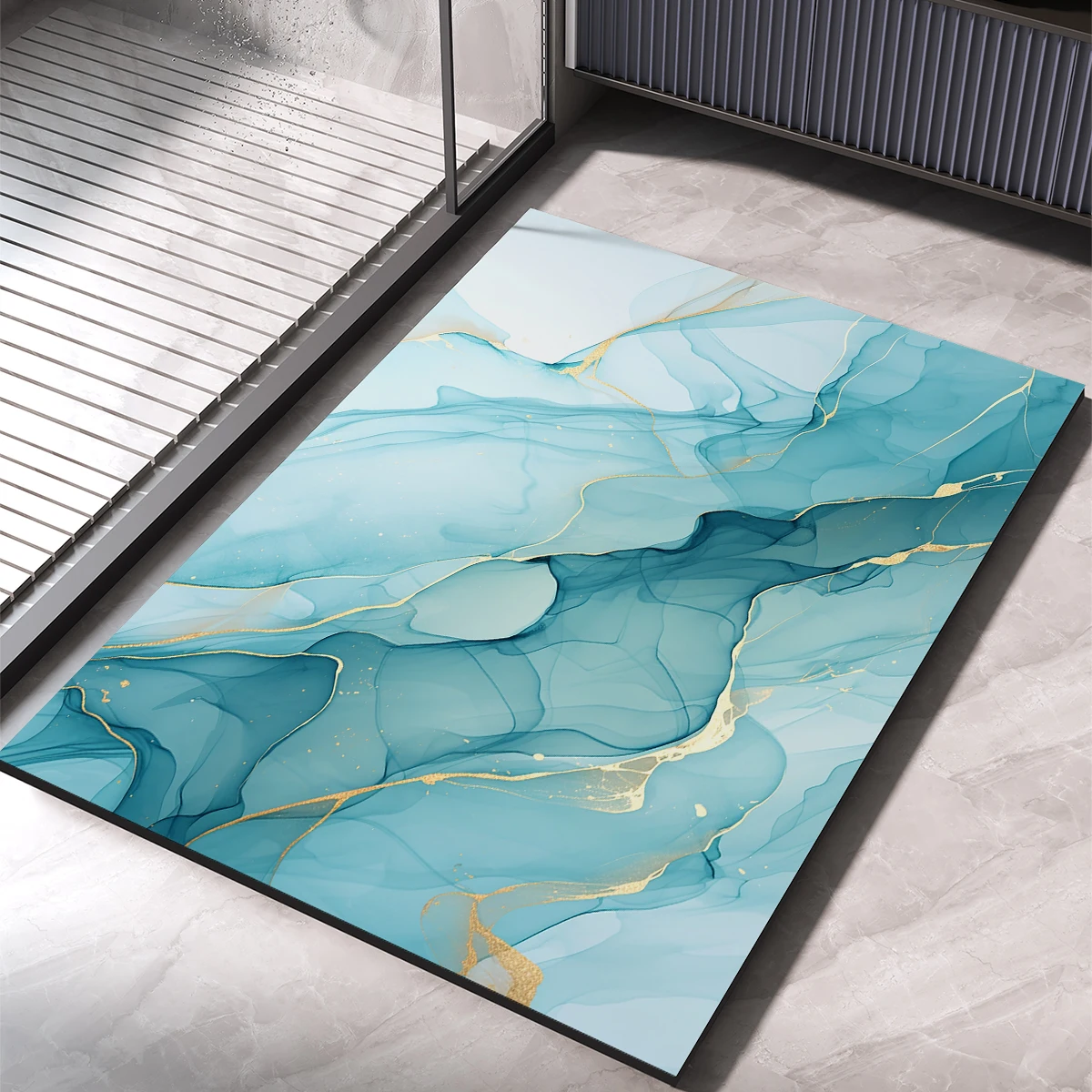 Grand tapis salle de bain - tapis éclat bleu