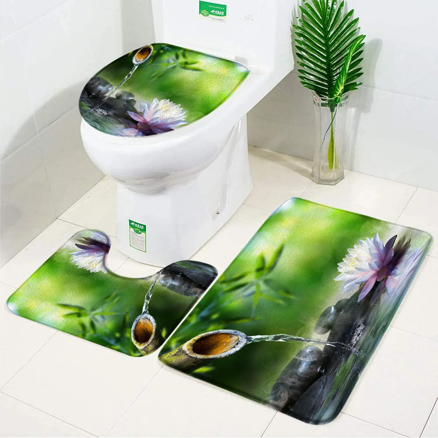 Tapis salle de bain en bambou - fleur de lavande