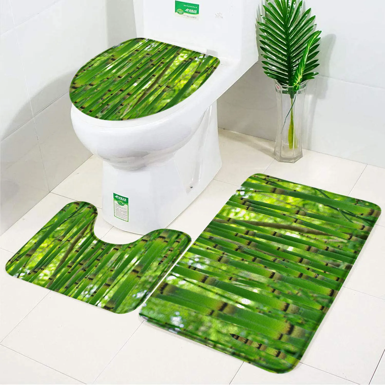 Tapis salle de bain en bambou - bambou émeraude