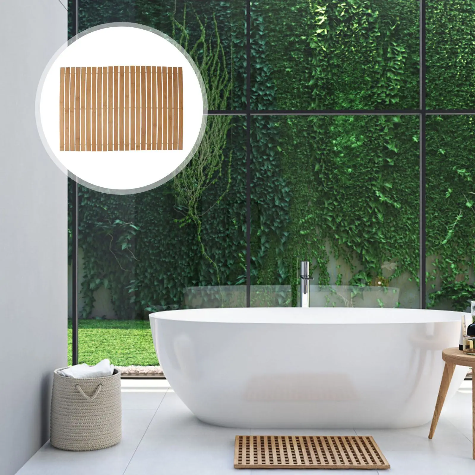 Tapis de salle de bain en bois - bain de lumière