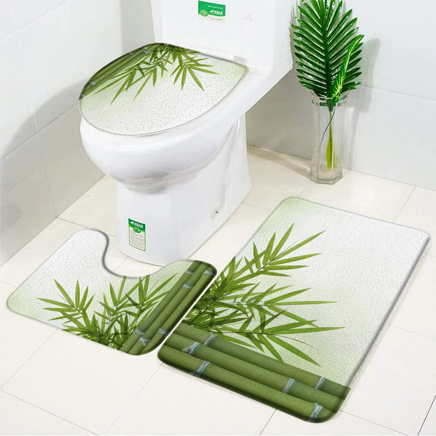 Tapis salle de bain en bambou - tapis botanique